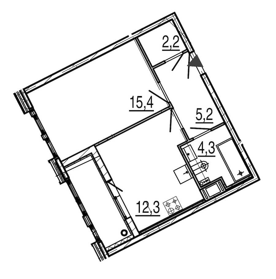 Однокомнатная квартира в : площадь 41.6 м2 , этаж: 5 – купить в Санкт-Петербурге